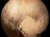 Global view of Pluto created from images by NASA’s New Horizons spacecraft during its July 2015 combining with color data from the Ralph instrument.